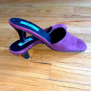 DKNY Maroon Suede Closed Toe Kitten Heels